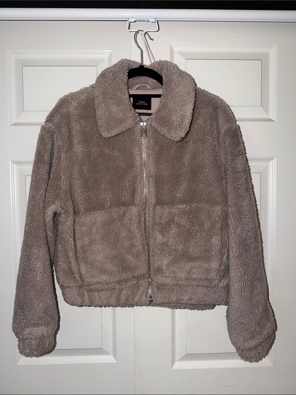 Urban Outfitters Taupe Sherpa Zip Jacket